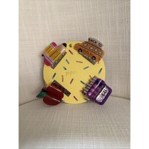 NWT Piper K Set of 4 Back To School Hair Claw Clips Accessories Bus Apple Pencil